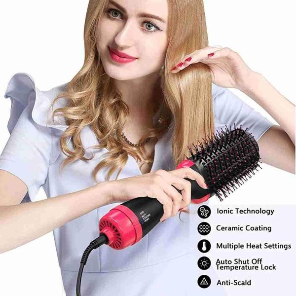One Step Hair & Blow Dryer Brush in One, Professional Hot Air Brush 3 in 1 One Step Hair Dryer and Styler Volumizer with Negative Ion for Drying, Tools Blow Dryer, Straightening, Curling, Salon for All Hair Types