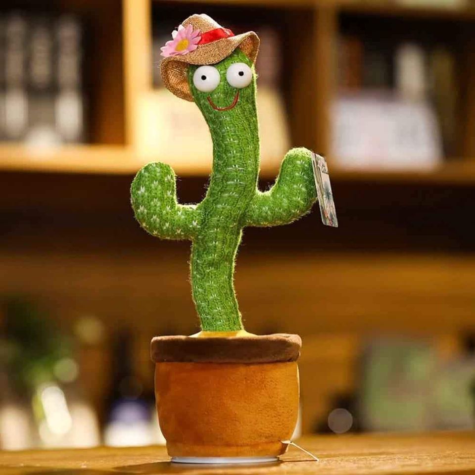 Rechargeable Dancing Cactus Toy with Songs Plush Funny Electronic Singing Dancing Cactus Shaking Cactus Lightning, Wriggle Twisting Cactus Cute Plush Toy Education Toy for Children Playing Birthday Gift and Home Decoration Kids Toy