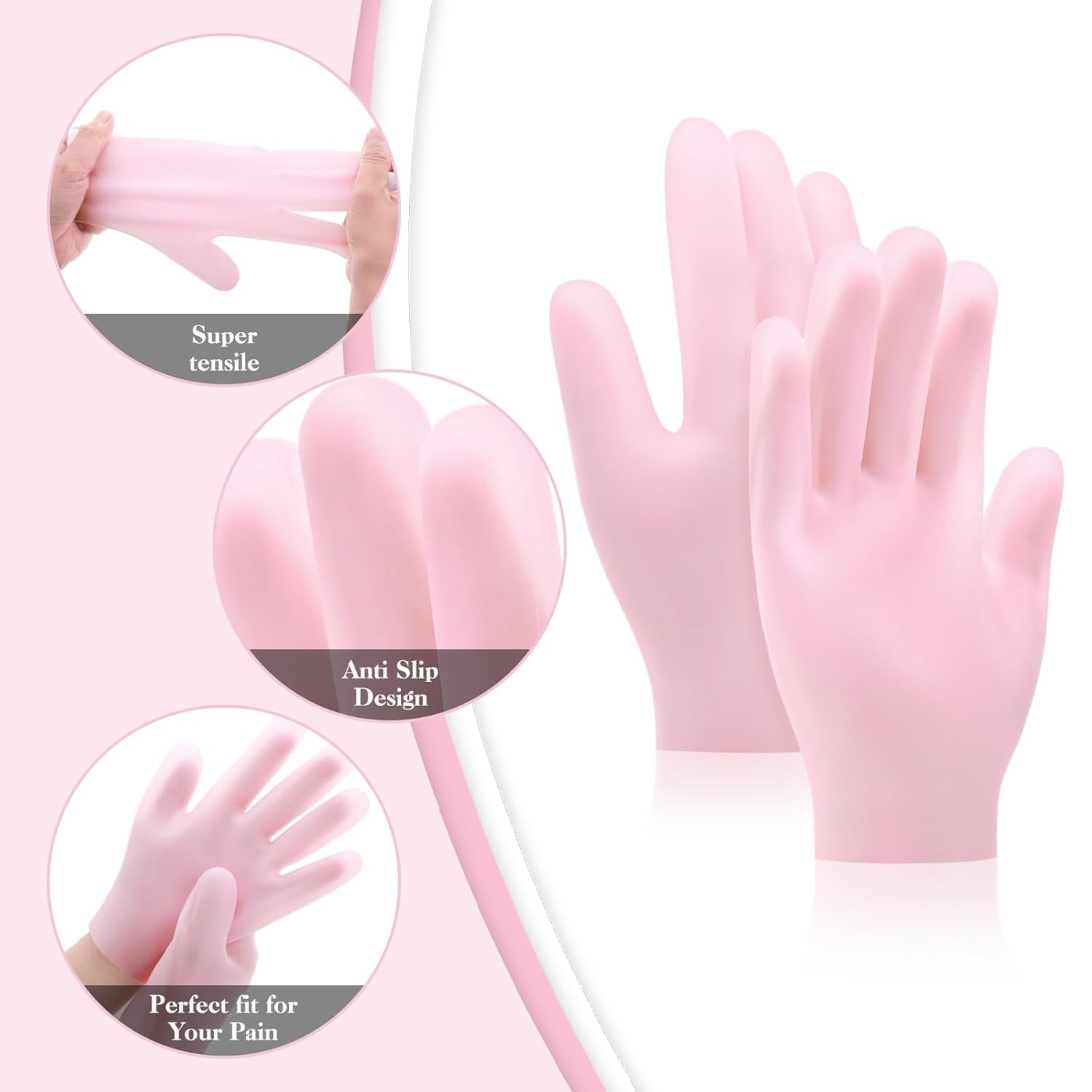 Moisturizing Soft Silicone Gel Spa Hydrating Gloves Repairing Dry Cracked, Aging Hands, Eczema, and Softening Rough Skin, Calluses, One Size Fits Most (Pair)