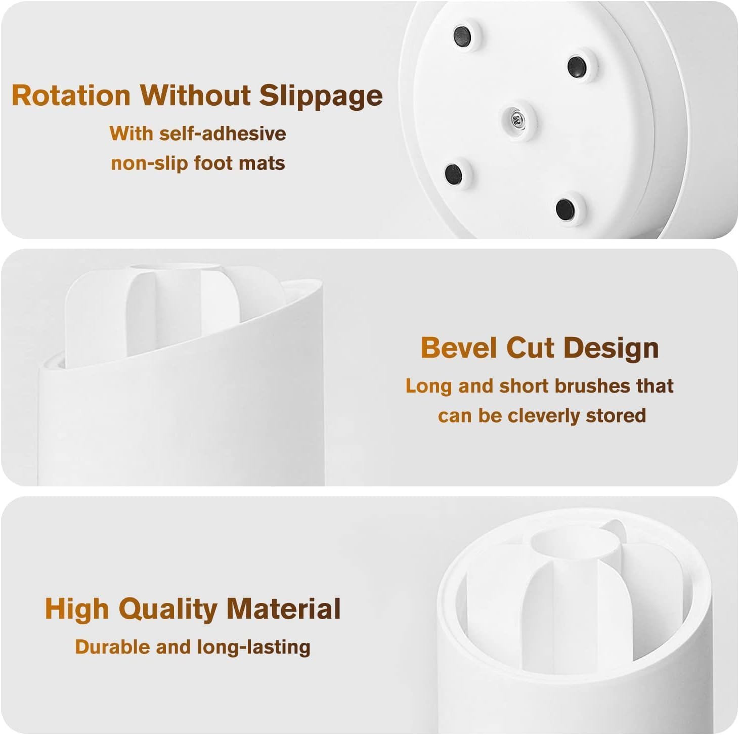 360° Rotating Makeup Brush Holders Organizer Lid Dust proof