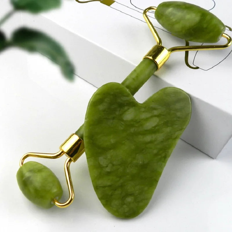 Jade Roller for Face - Improves Skin Tone and Blood Circulation - Skin Care Face Roller Reduces Under-Eye Puffiness and Dark Circles