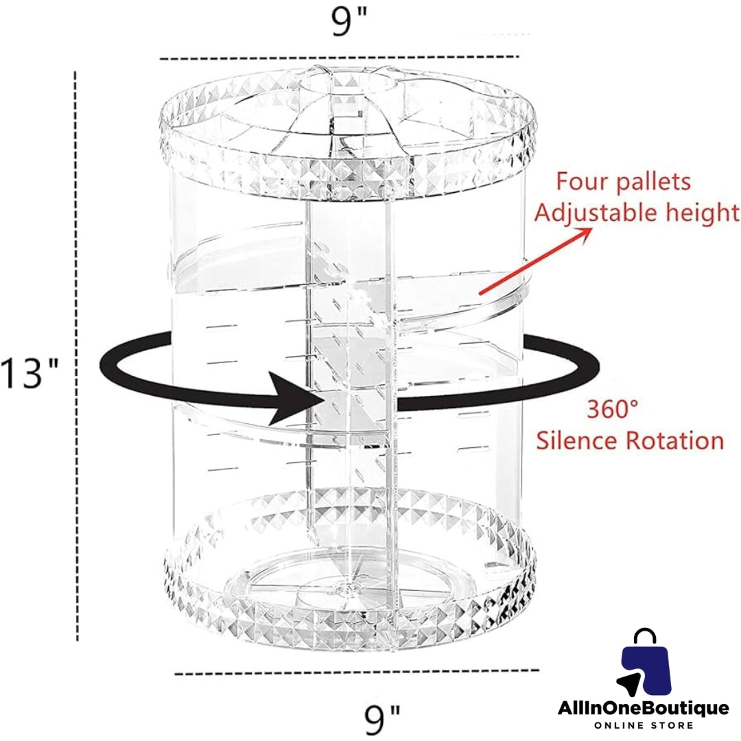 Makeup Organizer, 360 Degree Rotating Cosmetic Storage Organizer, 7-Layer Adjustable Makeup Display Case