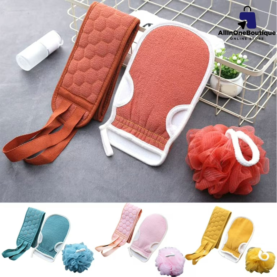 3 Pieces Bath Shower Sponge Set for Cleaning Body, Bath Back Scrubber, Exfoliating Gloves, Honeycomb Sponge.