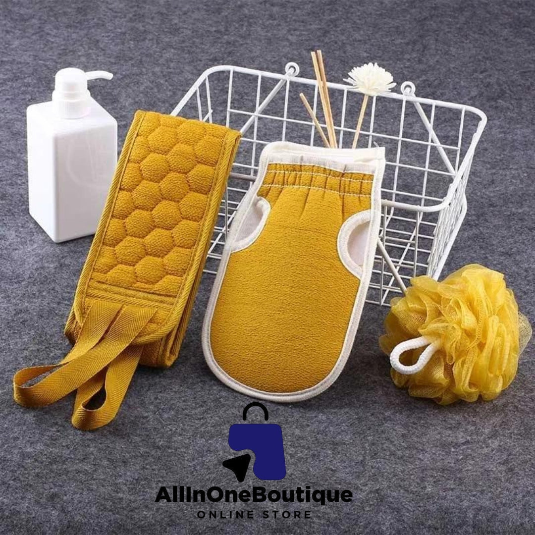 3 Pieces Bath Shower Sponge Set for Cleaning Body, Bath Back Scrubber, Exfoliating Gloves, Honeycomb Sponge.