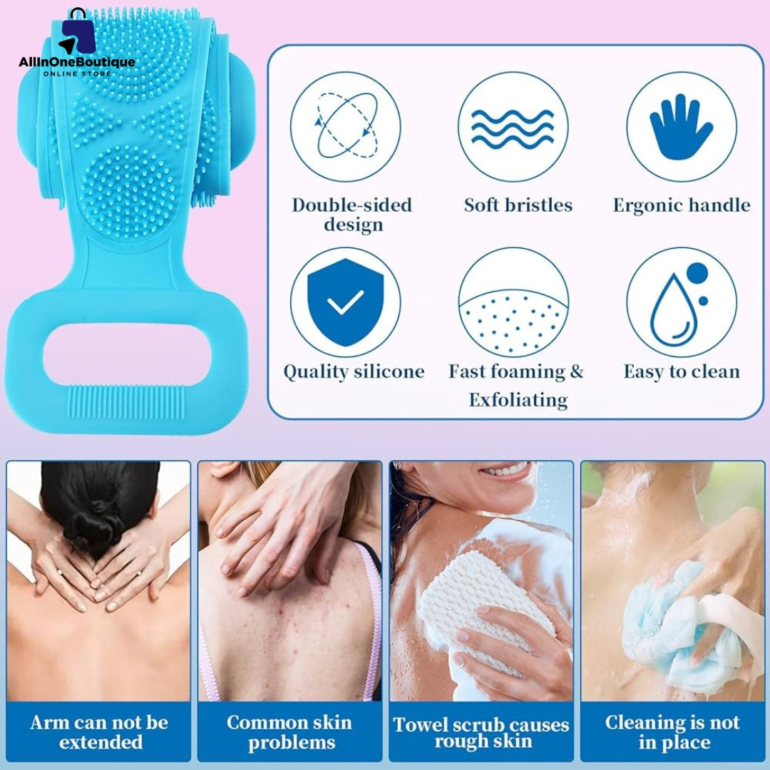 Silicone Bath Belt– Extra Long-Double-Sided Bath Scrub, Back Washer for Shower Men & Women - Back Exfoliator