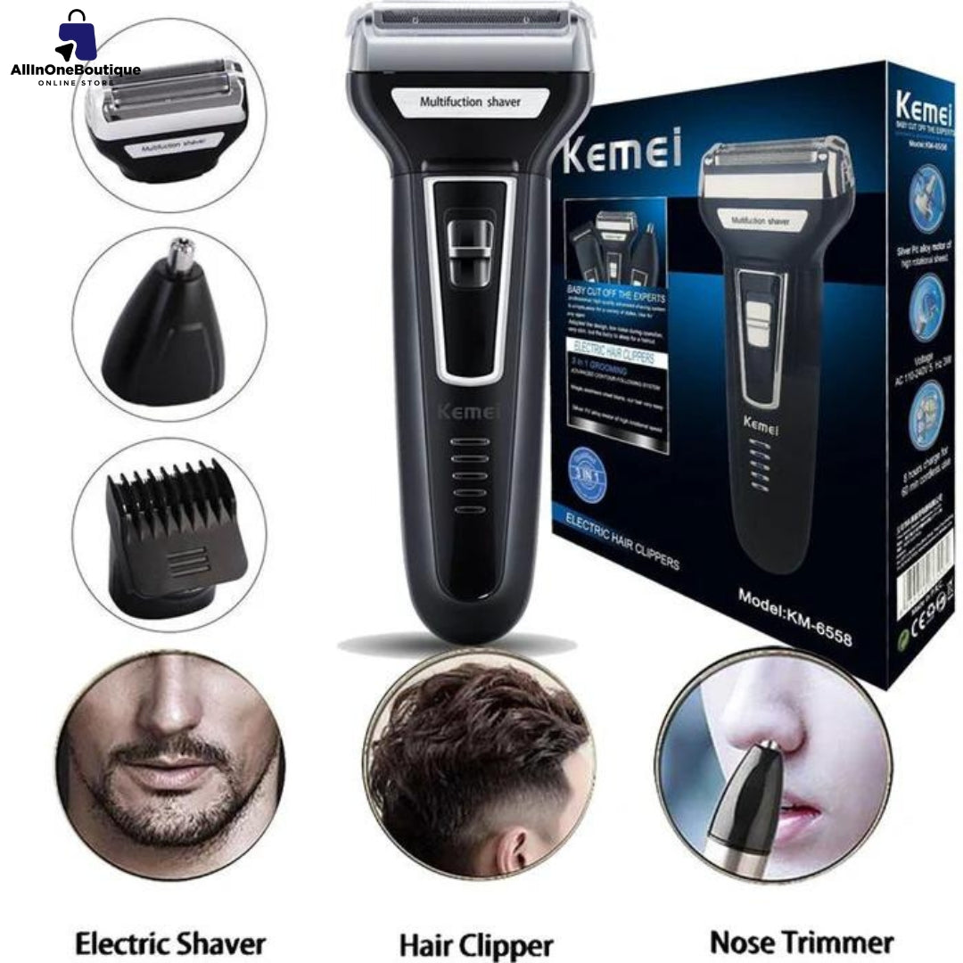 Kemei KM-6330 ( 3 In 1 ) Hair Trimmer - Rechargeable Hair Clipper
