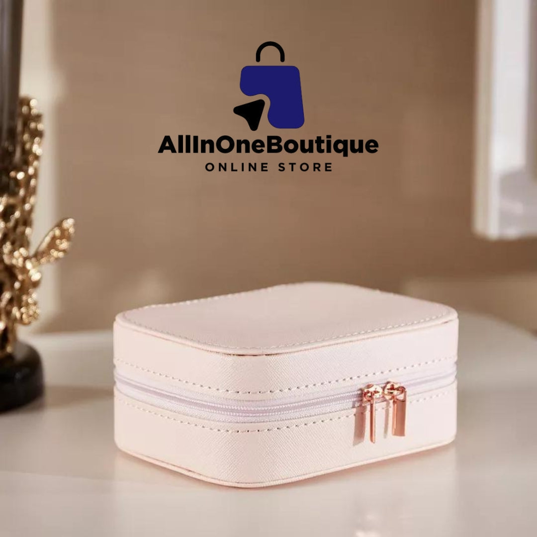 Jewellery Organiser Leather Zipper Portable Storage Box Case with Dividers Container for Rings, Earrings, Necklace Home Organizer