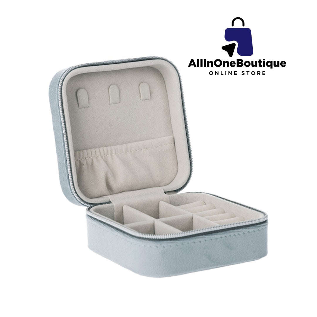 Jewellery Organiser Leather Zipper Portable Storage Box Case with Dividers Container for Rings, Earrings, Necklace Home Organizer