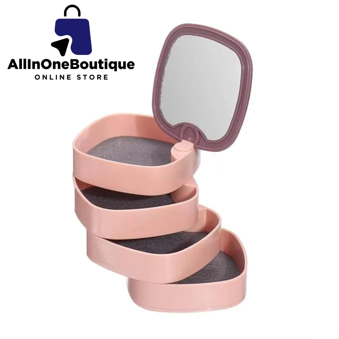 Rotating Jewelry Storage Box 4 Layers high quality Portable Travel Jewelry Holder Jewelry Accessory Organizer with mirror and new design with layers Bracelets Rings Earrings Holder for girl and women