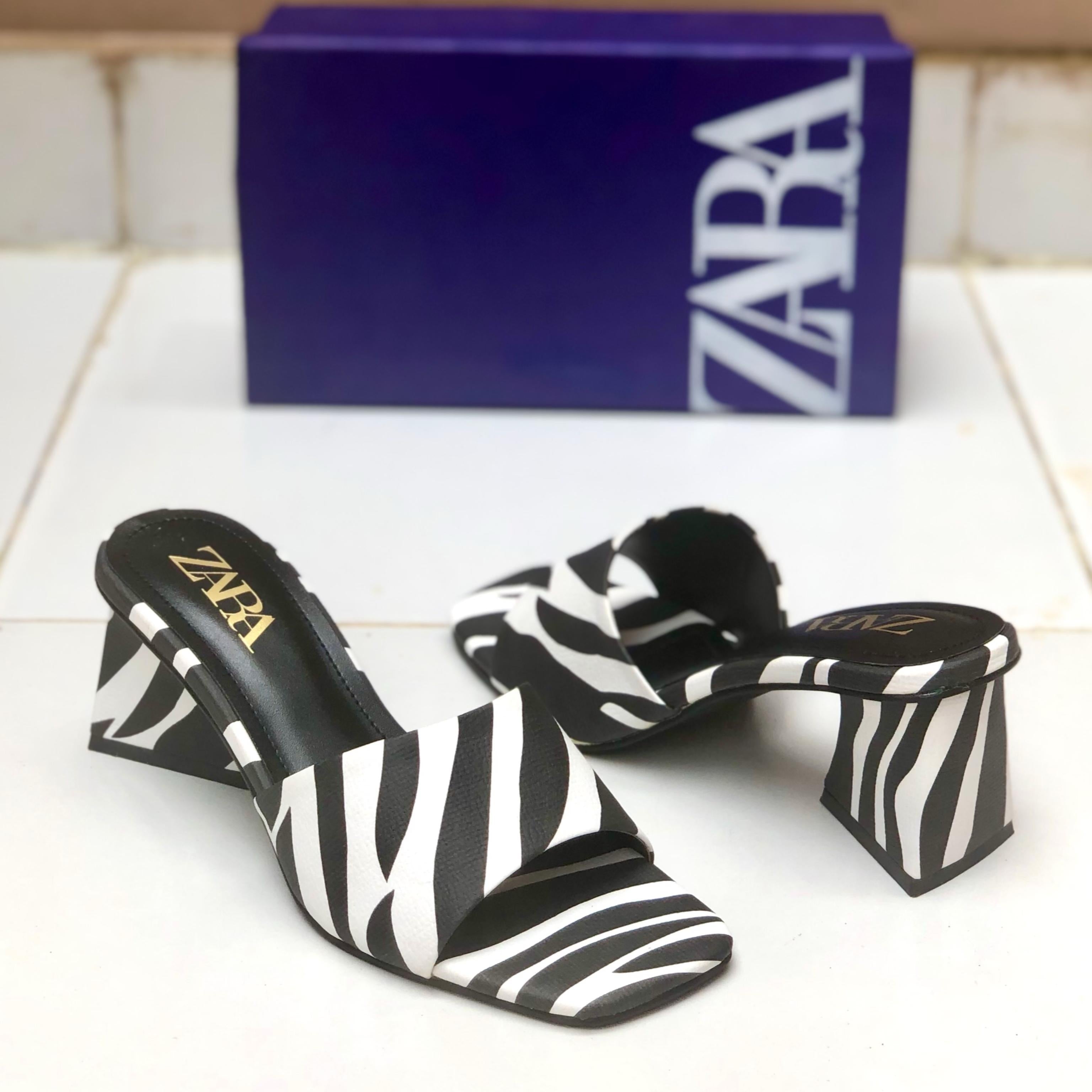 Zara Zebra Triangle Heels